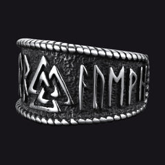 Anel de Runa Valknut Viking Nórdico Masculino