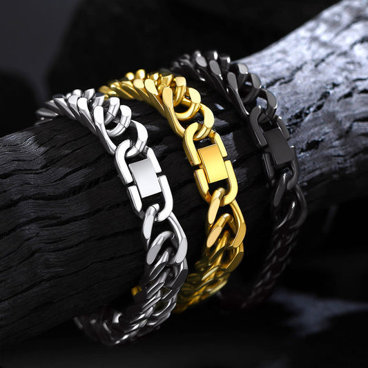 Pulseira de corrente cubana com 8/12/17 mm de largura