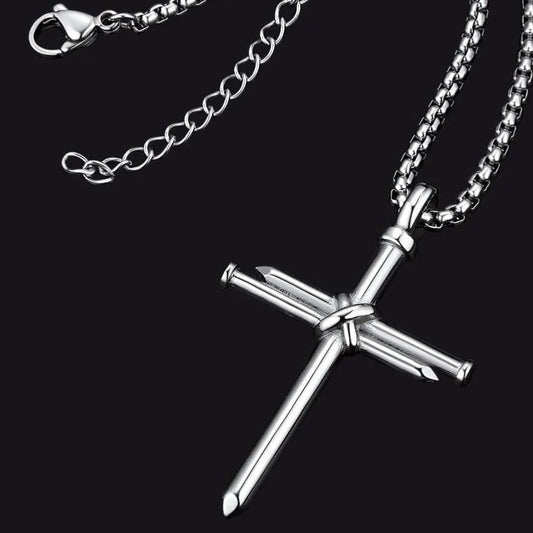 Christliche Nagelkreuz-Anhänger-Halskette für Herren