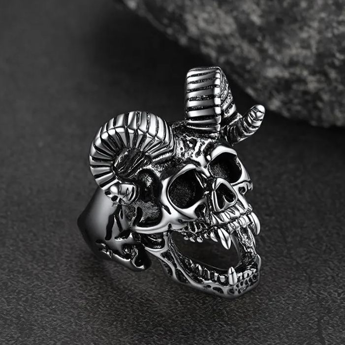 Satanic Baphomet Goat Skull Ring Men