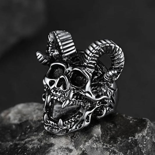 Satanic Baphomet Goat Skull Ring Men