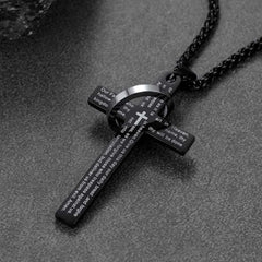 Colar com cruz e anel de oração do Senhor Halo para homens