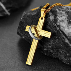 Colar com cruz e anel de oração do Senhor Halo para homens