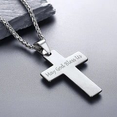 Christliche Halskette mit schwarzem Emaille-Kreuz-Anhänger für Herren und Damen