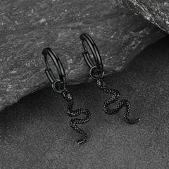 Punk Crawl Snake Drop Hoop Earrings for Men Women