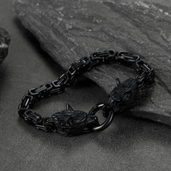 Pulseira de presente com corrente e cabeça de lobo viking