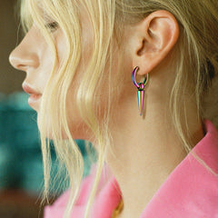 Brincos de argola longos com ponta pendurada para homens e mulheres