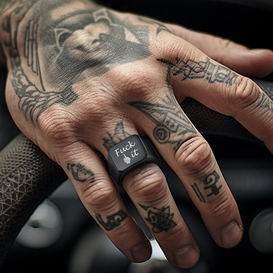 Stainless Steel Biker Signet Ring Men