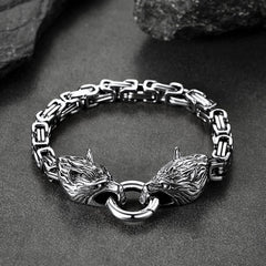 Pulseira de presente com corrente e cabeça de lobo viking