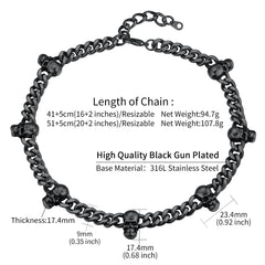 Gothic Totenkopf Cuban Link Kette Choker Halskette für Männer Frauen 9MM Breite