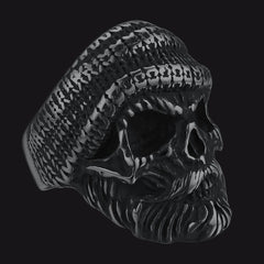 Anel de motociclista punk de aço inoxidável com esqueleto de caveira