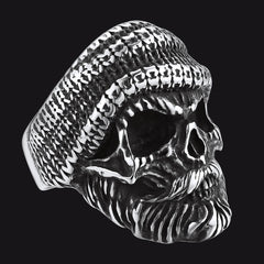 Anel de motociclista punk de aço inoxidável com esqueleto de caveira