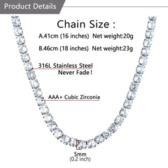 Tenniskette mit Zirkonia-Diamantschliff, für Herren und Damen