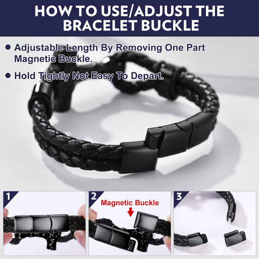 Pulseira de couro trançado Viking Thors Hammer Mjolnir para presente