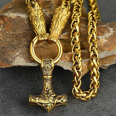 Colar Viking Thors Martelo Mjolnir Masculino Corrente de Lobo